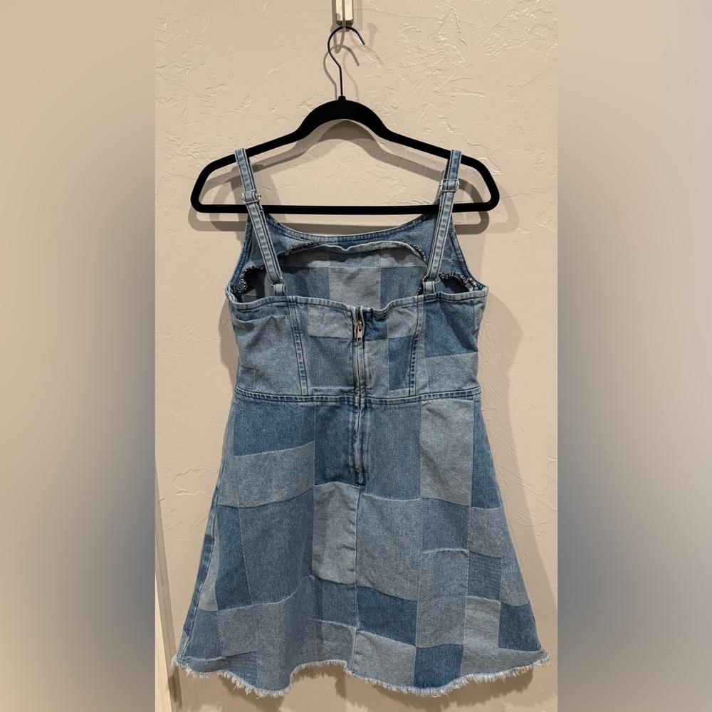 Chic Patchwork Blue Mini Dress - image 3